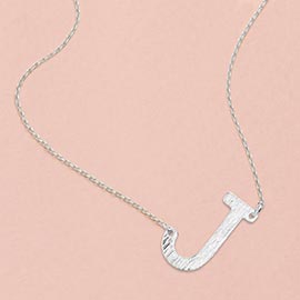 -J- White Gold Dipped Monogram Pendant Necklace